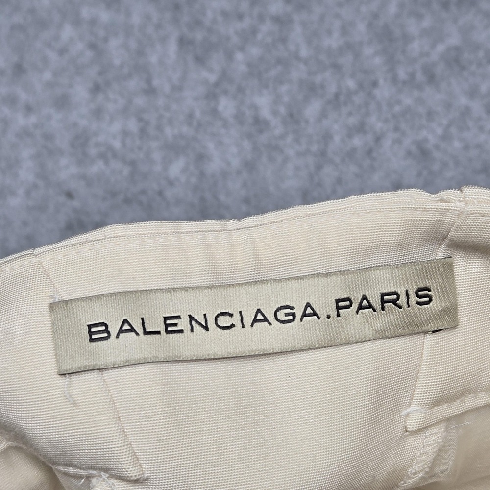 Balenciaga Pants Womens 38 Beige Silk Gabardine Cuffed Zip‎ Ankle Made Italy - Picture 7 of 16
